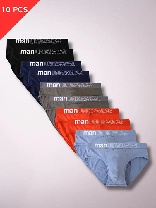 10pcs Men's Underwear - High Elasticity Breathable Seamless Comfort