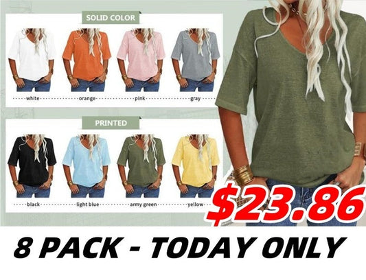Summer Casual Half Sleeve T-shirt Basic Tops (Multiple Colors)