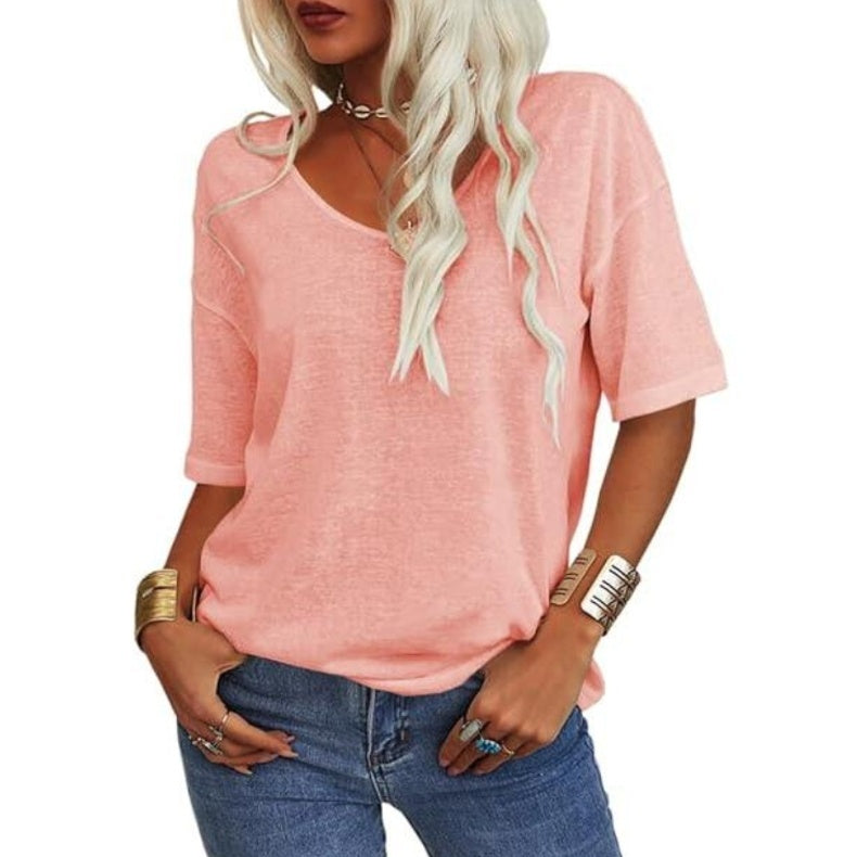 Summer Casual Half Sleeve T-shirt Basic Tops (Multiple Colors)