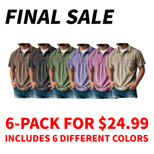 🔥Men's Retro Lapel Button Pocket Casual Short Sleeve POLO Shirt