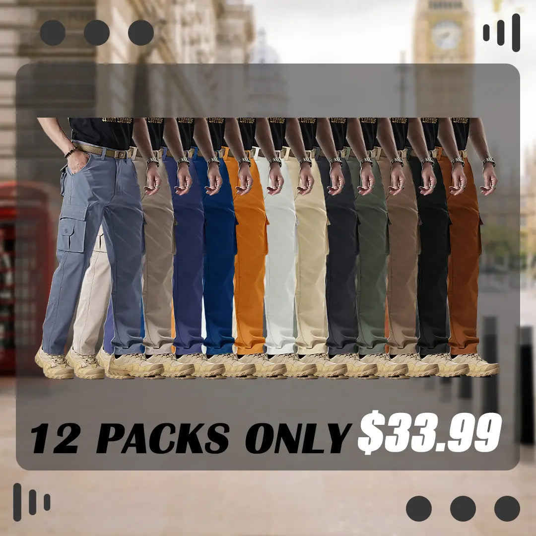 🔥2025 Hot Sale 90% off🔥Men's Solid Color Patched Zipper Fly Cargo Pants