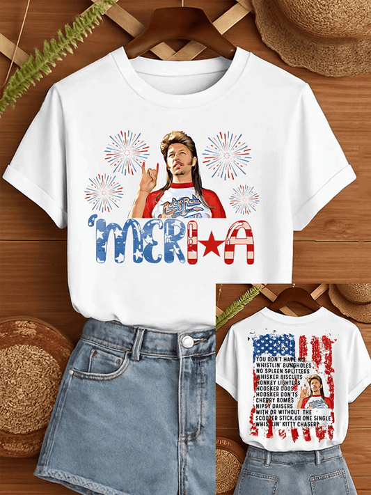 Women'S Retro Independence Day Joe Dirt Merica July 4th Printed Casual T-Shirt