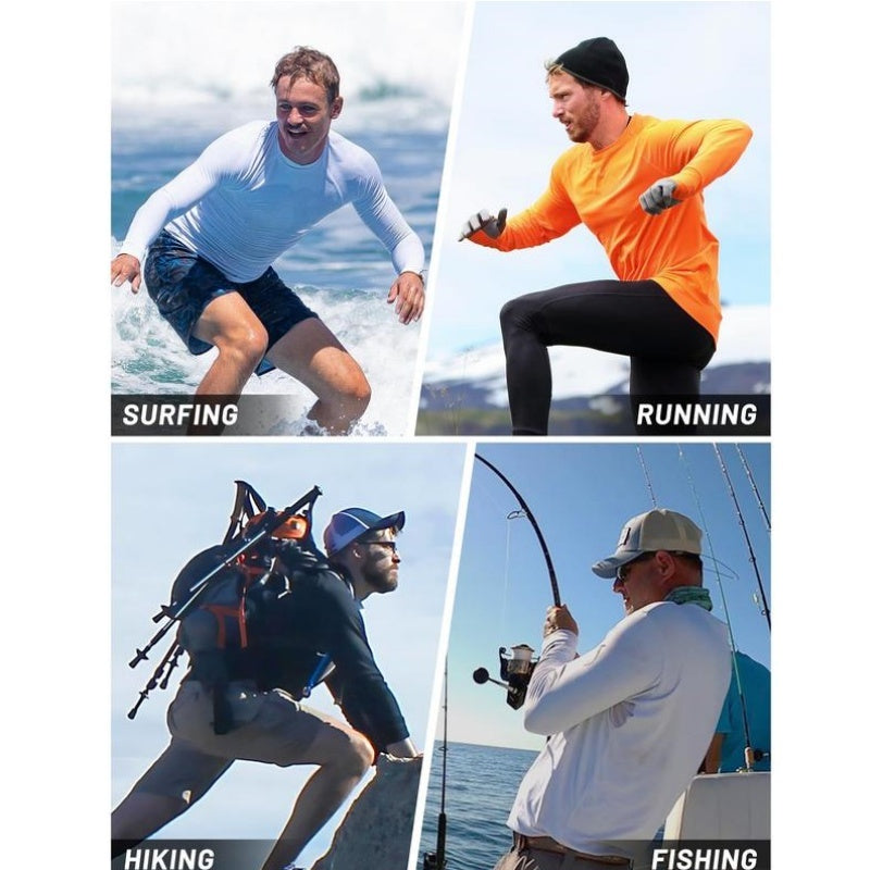 Men's UPF 50+ Long Sleeves Shirts Quick Dry Lightweight T-Shirt for Hiking Swimming Workout Rashguard